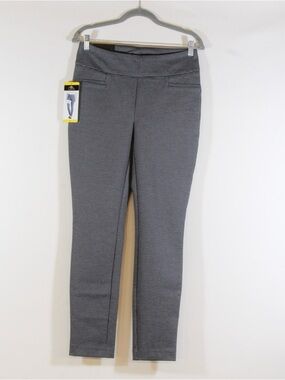 Dalia Woman's Gray Textured Slim Pull-On Pont Pants